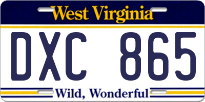 WV license plate DXC865