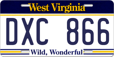 WV license plate DXC866