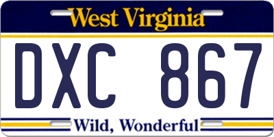 WV license plate DXC867