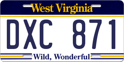 WV license plate DXC871