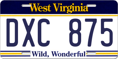WV license plate DXC875