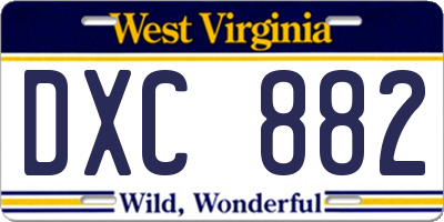 WV license plate DXC882