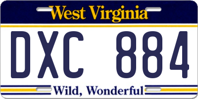 WV license plate DXC884