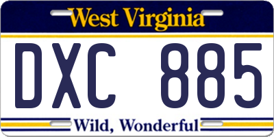 WV license plate DXC885