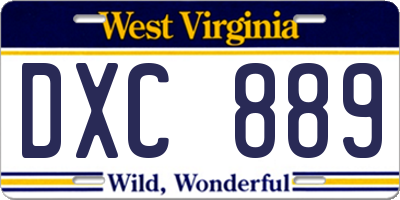 WV license plate DXC889