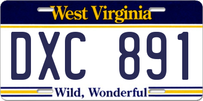 WV license plate DXC891