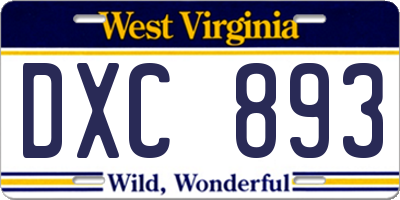 WV license plate DXC893