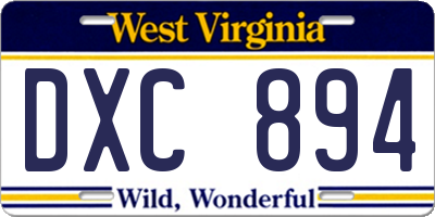 WV license plate DXC894