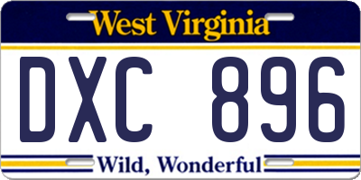 WV license plate DXC896