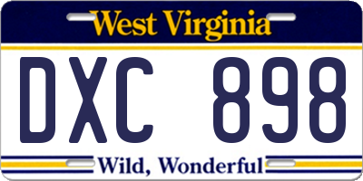 WV license plate DXC898