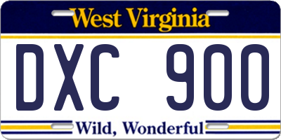 WV license plate DXC900