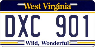 WV license plate DXC901
