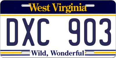 WV license plate DXC903