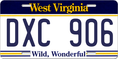 WV license plate DXC906