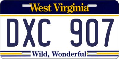 WV license plate DXC907