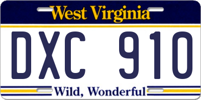 WV license plate DXC910
