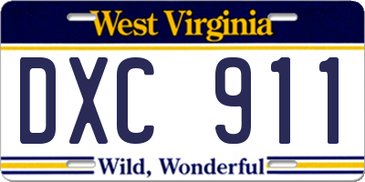 WV license plate DXC911
