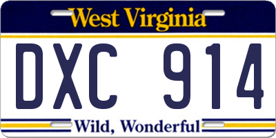 WV license plate DXC914