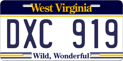 WV license plate DXC919
