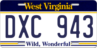 WV license plate DXC943
