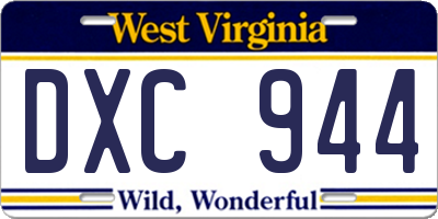 WV license plate DXC944