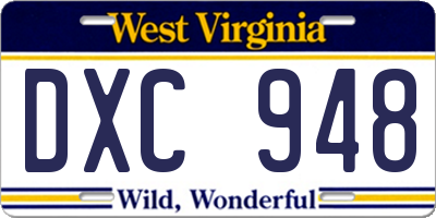 WV license plate DXC948