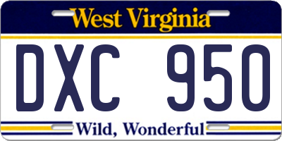 WV license plate DXC950