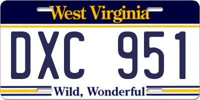 WV license plate DXC951