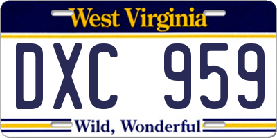 WV license plate DXC959