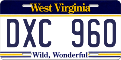 WV license plate DXC960