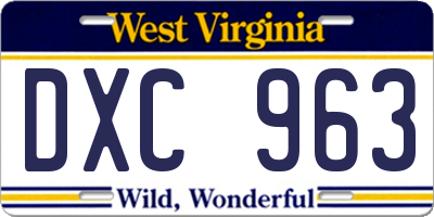 WV license plate DXC963