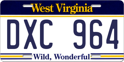 WV license plate DXC964