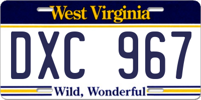 WV license plate DXC967