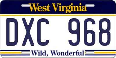 WV license plate DXC968