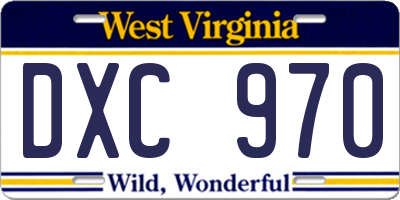 WV license plate DXC970
