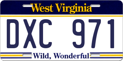 WV license plate DXC971
