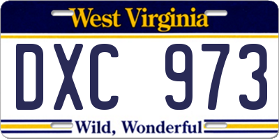 WV license plate DXC973