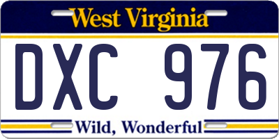 WV license plate DXC976