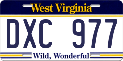 WV license plate DXC977