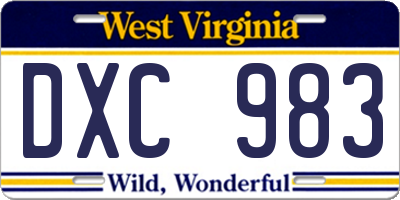 WV license plate DXC983
