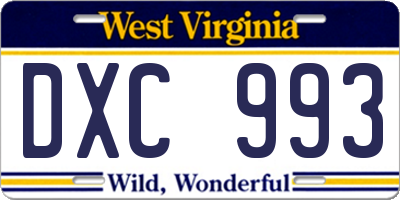 WV license plate DXC993