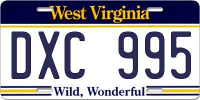 WV license plate DXC995