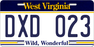 WV license plate DXD023