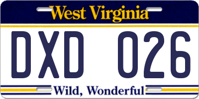 WV license plate DXD026