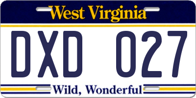 WV license plate DXD027