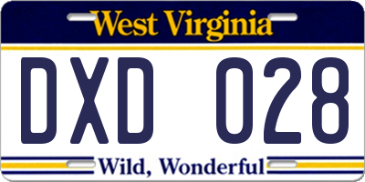 WV license plate DXD028