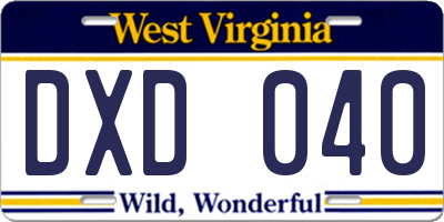 WV license plate DXD040