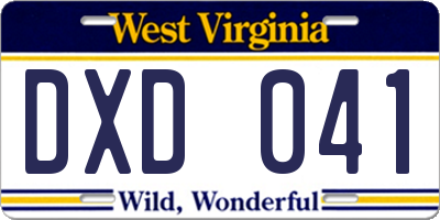 WV license plate DXD041