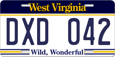 WV license plate DXD042