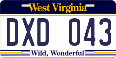 WV license plate DXD043